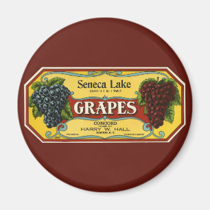 Íman Vintage Fruta Crate Label Art, Seneca Lake Graphic