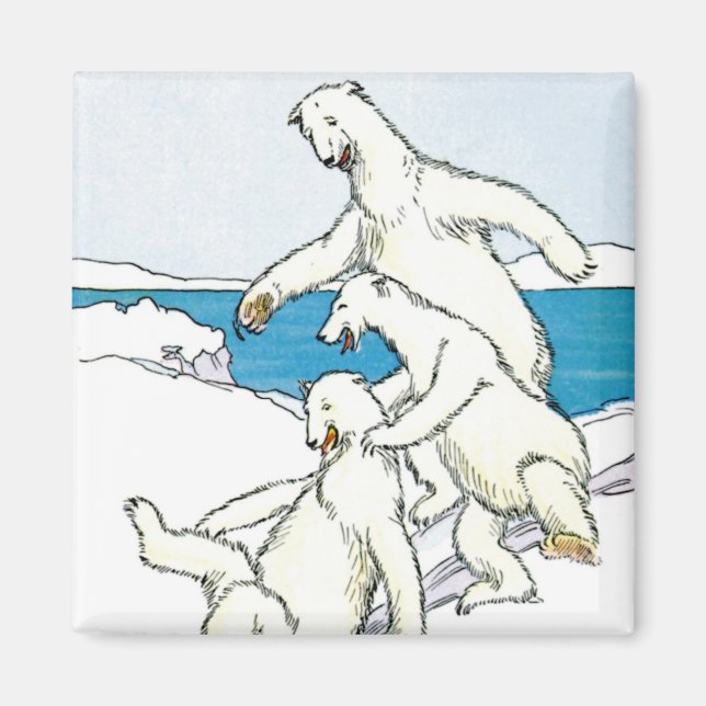 Íman Vintage Funny Polar Bears (Frente)