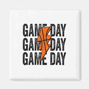 Íman Vintage Game Day Sketll Lightll Bolt Funny Team