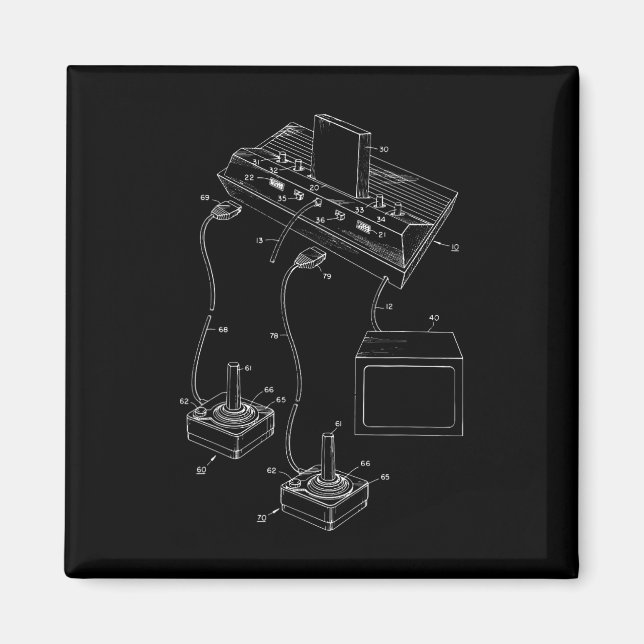 Íman Vintage Gaming Diagrama - Video Game Joystick Cont (Frente)