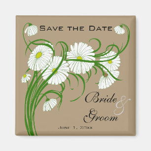 Íman Vintage Gerber Daisy flowers Wedding Save the Date