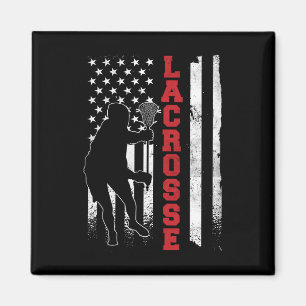 Íman Vintage Gift Lacrosse American Flag Lax - Uni-adul