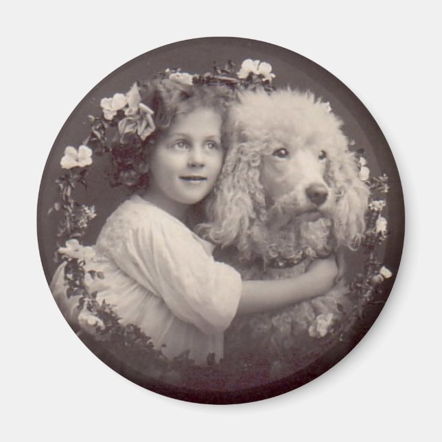 Íman Vintage Girl and Poodle (Frente)