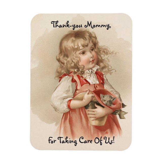 Íman Vintage Girl With Kitten (Vertical)