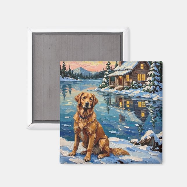 Íman Vintage Golden Retriever by Lakeside Christmas (Front/Back)