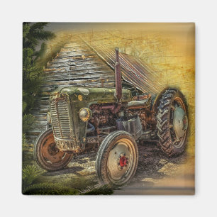 Íman Vintage Green Trator Rustic Old Barn