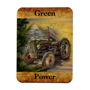 Íman Vintage Green Trator Rustic Old Barn