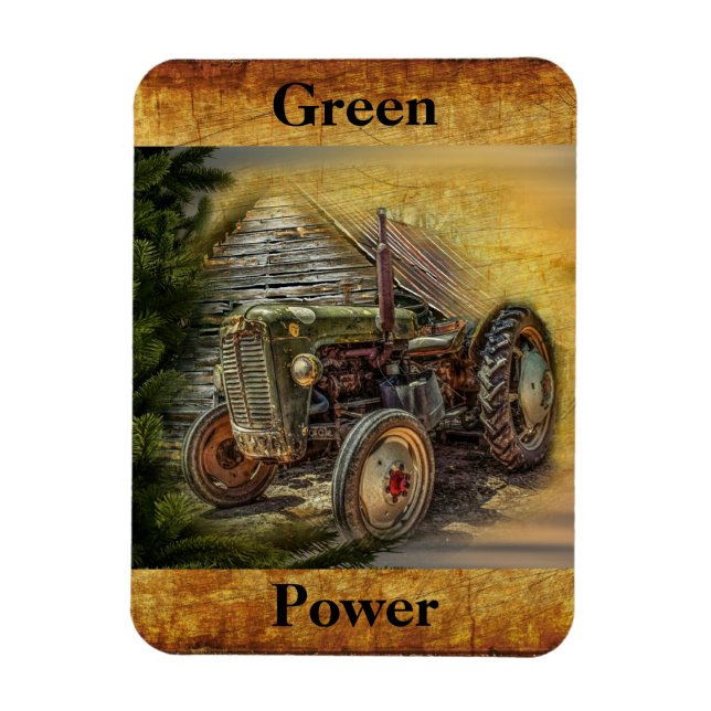 Íman Vintage Green Trator Rustic Old Barn (Vertical)