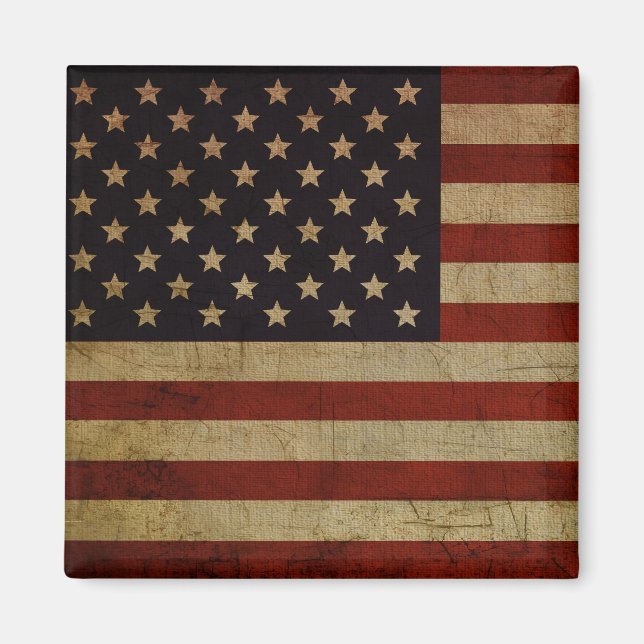Íman Vintage Grunge American Flag Magnet (Frente)