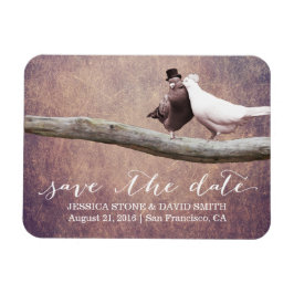 Íman Vintage Grunge Wedding Pigeons Birds Salvar Data