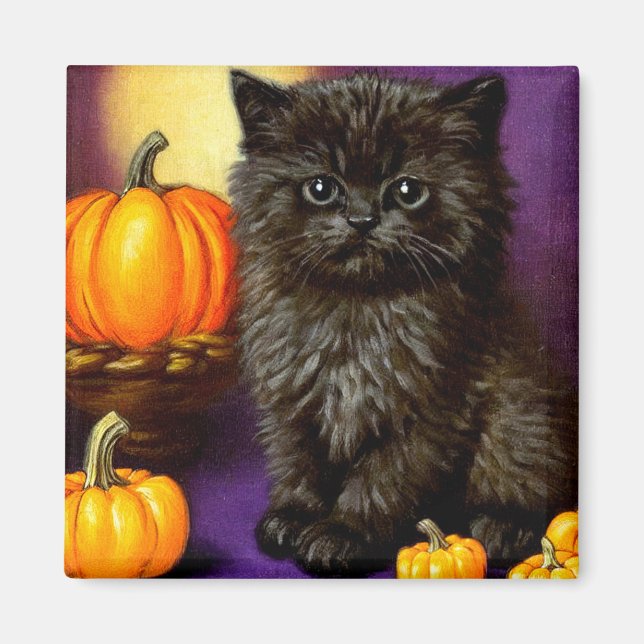 Íman Vintage Halloween Kitten (Frente)