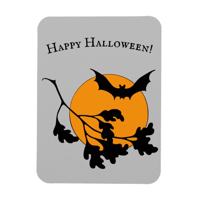 Íman Vintage Halloween Orange Moon Flying Bats (Vertical)