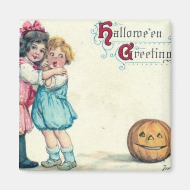 Íman Vintage Halloween Saudação (Frente)