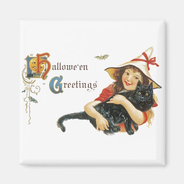 Íman Vintage Halloween Saudações (Frente)