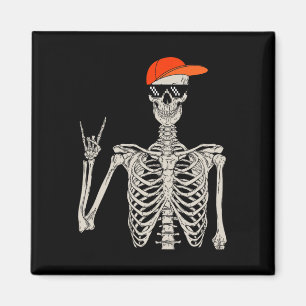 Íman Vintage Halloween Skeleton Rock On-hand Skeleton M