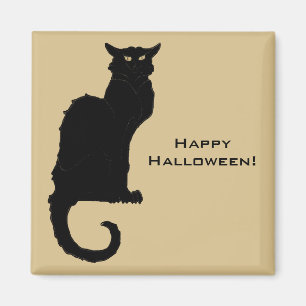Íman Vintage Halloween, Spooky Art Nouveau Black Cat