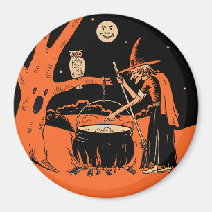 Íman Vintage Halloween - Witch & Cauldron