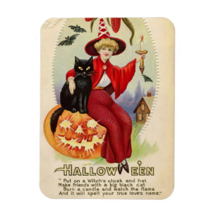 Íman Vintage Halloween Witness e Black Cat