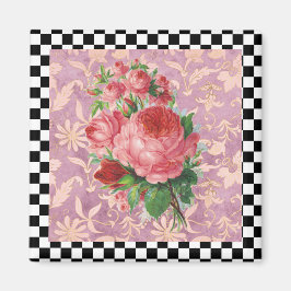 Íman Vintage Harlequin - Rosas Rosa