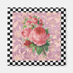 Íman Vintage Harlequin - Rosas Rosa