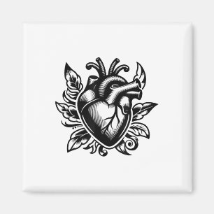 Íman Vintage Heart Old School Love Tattoo Style Valenti