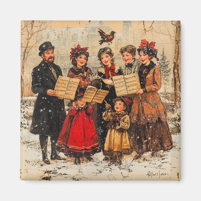 Íman Vintage Holiday Carolers (Frente)