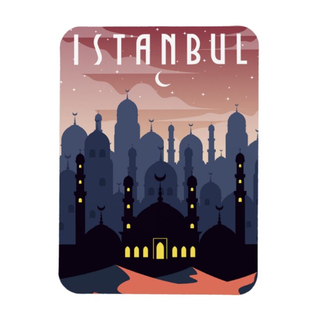 Íman Vintage Istambul Turquia Cityscape Crescent (Vertical)
