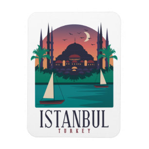 Íman Vintage Istanbul Turquia Skyline Fotografia Magnet