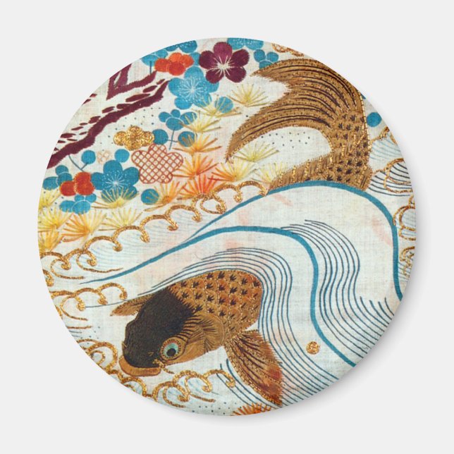Íman Vintage Japonês Carp and Running Water (Frente)