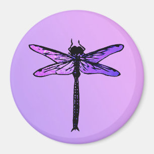 Íman Vintage Japonês Dragonfly, ametista roxa