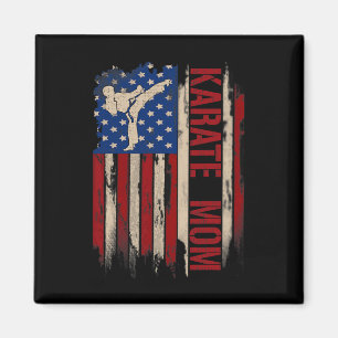 Íman Vintage Karate Mãe Americana Bandeira Do Kick Gift