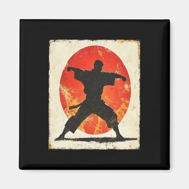Íman Vintage Karate - Silhouette Afetada - Japão Mart (Frente)