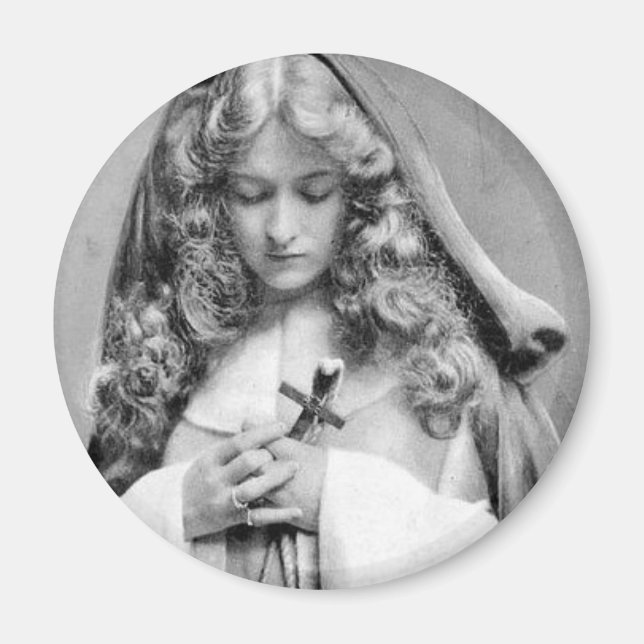 Íman Vintage Lady With Cross (Frente)