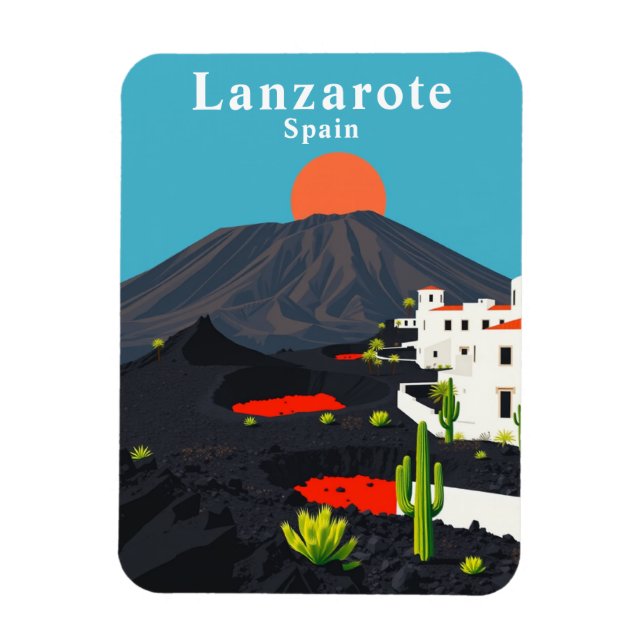 Íman Vintage Lanzarote Espanha Souvenir (Vertical)