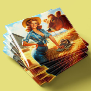 Íman Vintage Lindo Cowgirl Pin-up