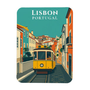 Íman Vintage Lisbon Yellow Tram Ride Viagem Souvenir