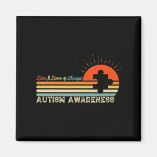 Íman Vintage Live Love Accept Autism Quebra-cabeça Auti