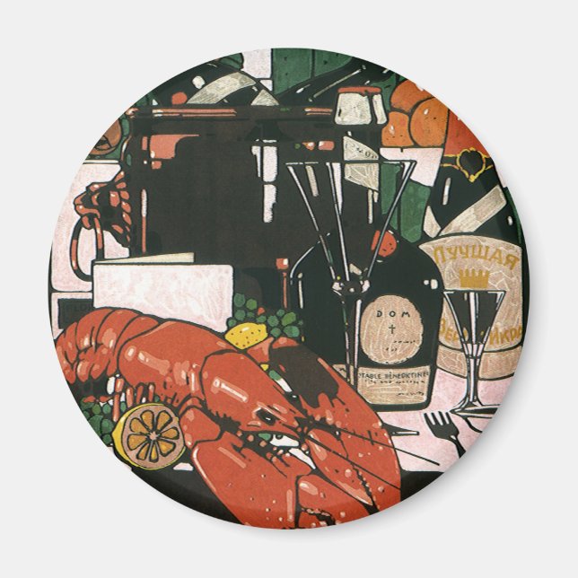 Íman Vintage Lobster Champagne; Partido Elegante Rico (Frente)