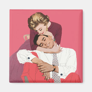 Íman Vintage Love and Romance, Newlyweds em rosa