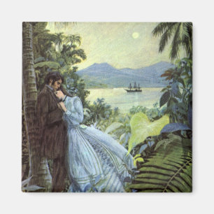 Íman Vintage Love and Romance, visão tropical romântica