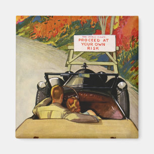 Íman Vintage Love, Road Closed Prossiga por Seu Próprio