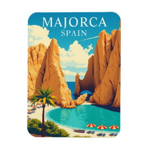 Íman Vintage Majorca Espanha Beach Viagem Souvenir