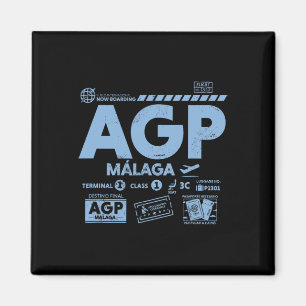 Íman Vintage Malaga Agp Código de Aeroporto Viagem Dia