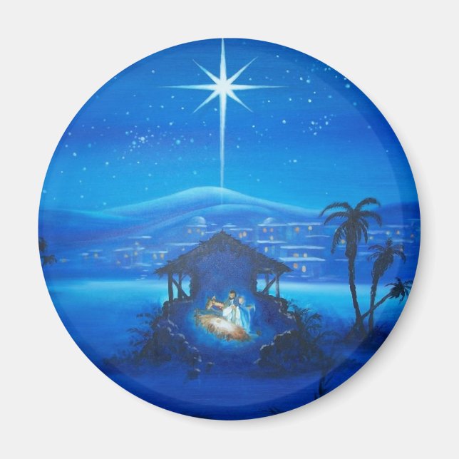 Íman Vintage Manger Night Scene (Frente)