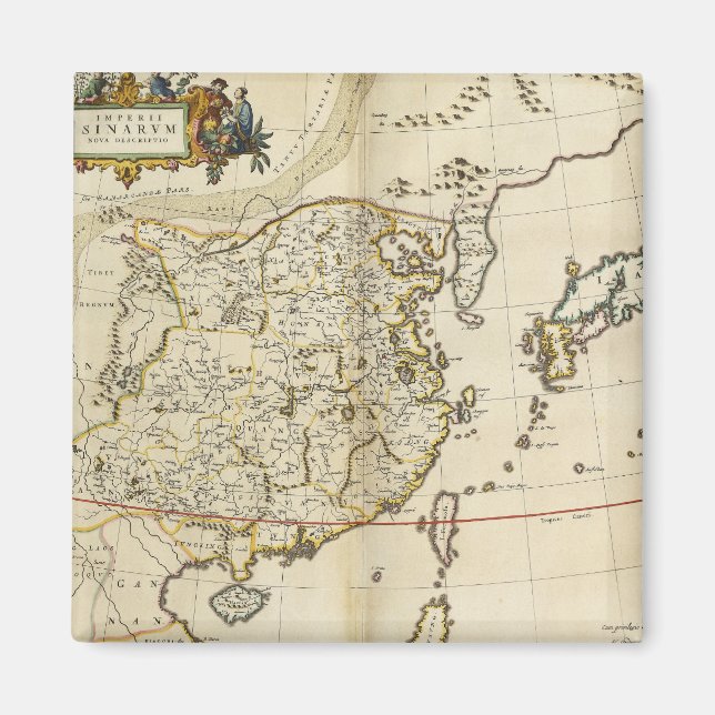 Íman Vintage Map da China | 1662 (Frente)