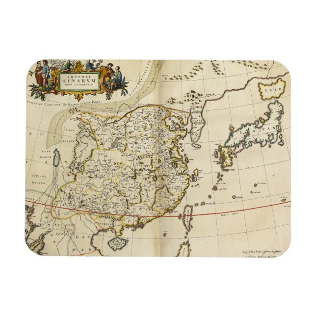 Íman Vintage Map da China | 1662 (Horizontal)
