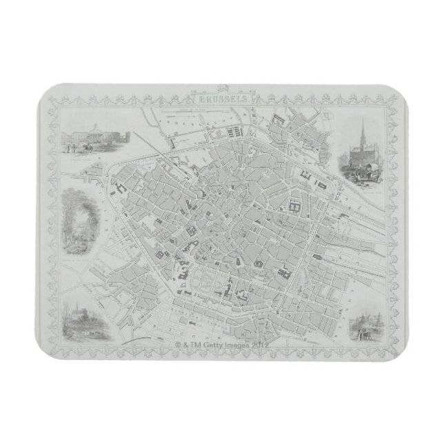 Íman Vintage Map of Bruxelles (Horizontal)