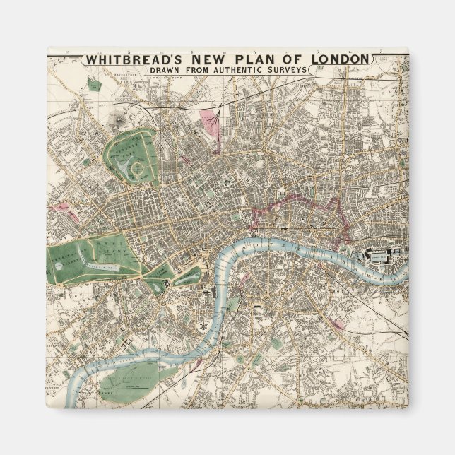 Íman Vintage Map of London England (1853) (Frente)