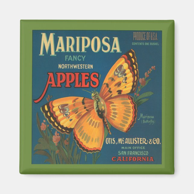 Íman Vintage Mariposa Apple Magnet (Frente)