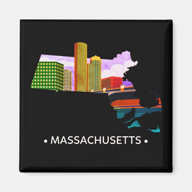 Íman Vintage Massachusetts State Magnet (Frente)